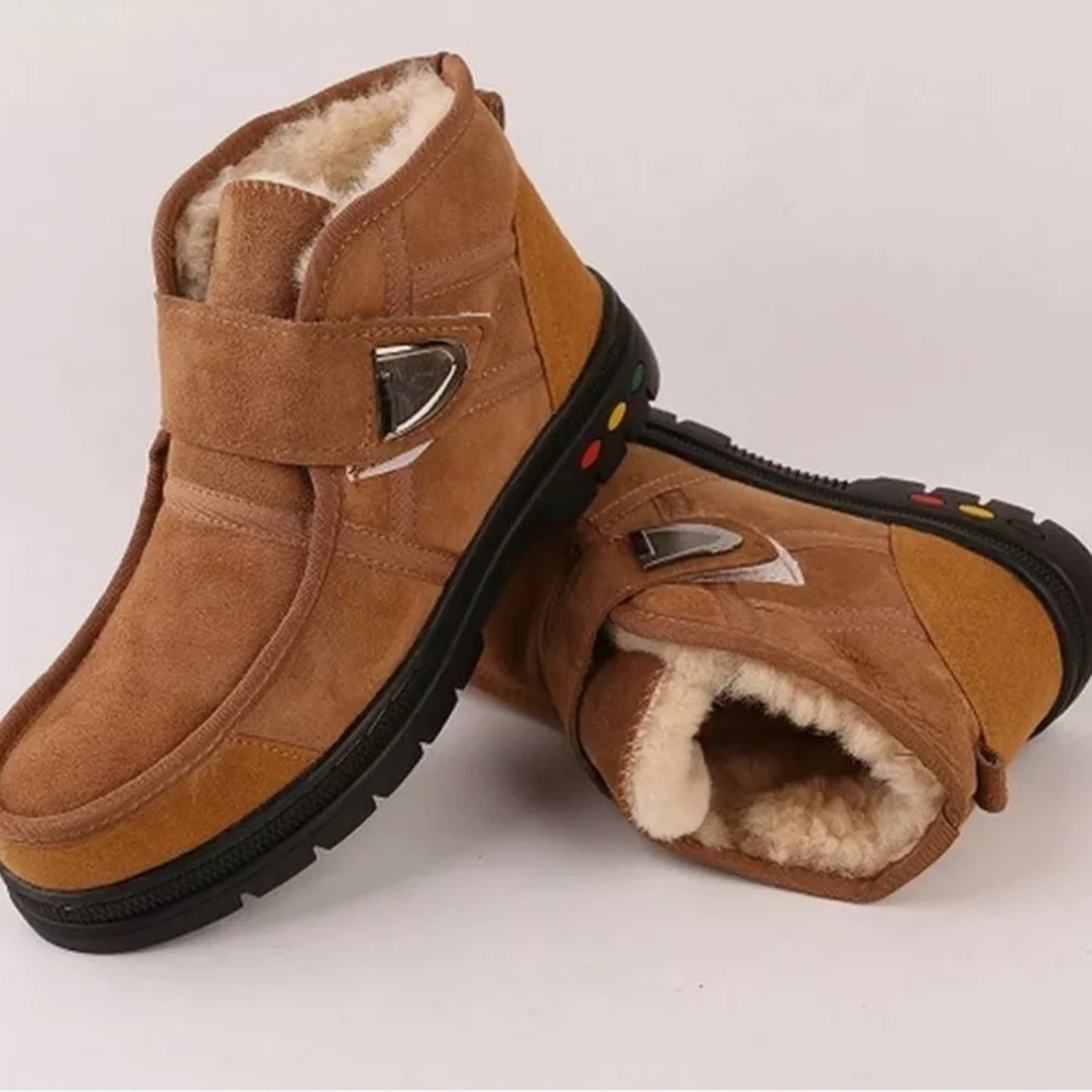 Faux Shearling Boots w/Velcro Close & Lug Sole Size 8